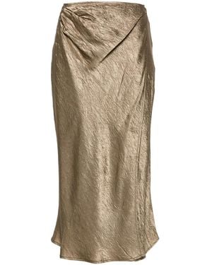Acne Studios Crinkled Satin Midi Skirt - Women's - Acetate - Natural