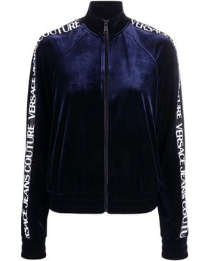 Versace Jeans Couture Logo-Tape Zipped Sweatshirt - Blue