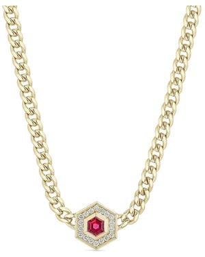 Zoe Chicco 14K Hexagon Diamond And Tourmaline Necklace - Metallic