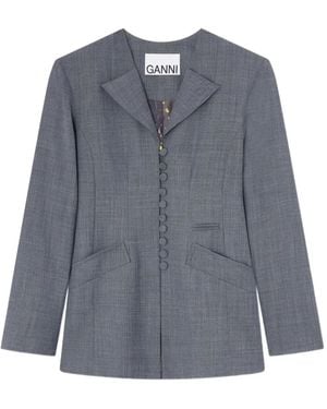 Ganni Veste À Boutonnière - Blue