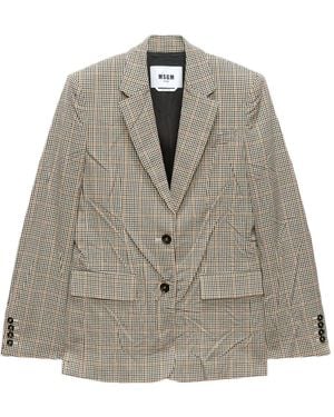 MSGM Checked Blazer - Grey