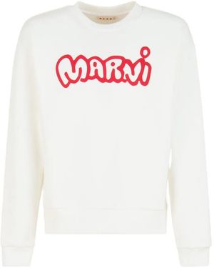 Marni Cartoon-Logo Cotton Jumper - White