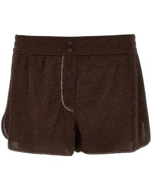 Oséree Lumière Glitter-Effect Shorts - Brown
