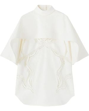 Jil Sander Lace-Detail Cotton-Silk Cape Top - White