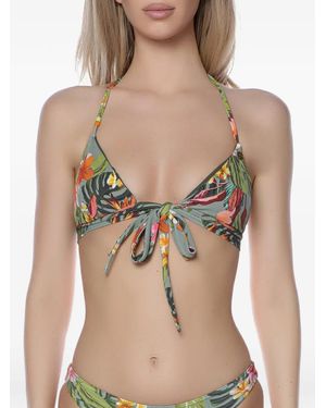 Banana Moon Touho Ayanna Floral-Print Tie-Front Bikini Top - Natural