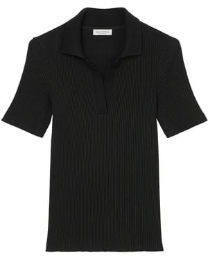 Marc O' Polo Ribbed Polo Top - Black