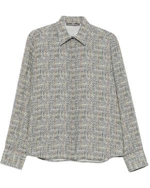 Ermanno Scervino Geometric-Print Button-Down Shirt - Gray