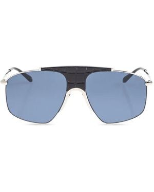Alaïa Zonnebril Met Piloten Montuur En Krokodillen-Reliëf - Blauw