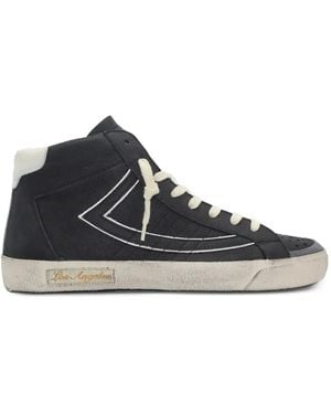HTC Vipers Distressed Leather Sneakers - Black