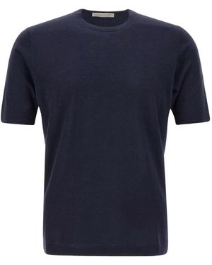 FILIPPO DE LAURENTIIS Kurzärmeliges Poloshirt mit geripptem Saum - Blau