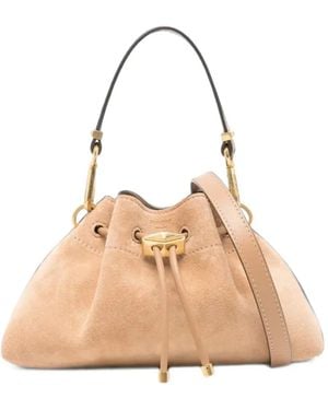 Jimmy Choo Cinch Small Toffee Suede Shoulder Bag - Natural