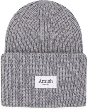 AMISH Gerippte Beanie - Grau