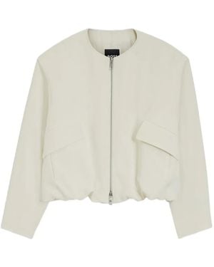 BOSS Collarless Zip-Up Jacket - White