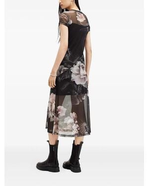 AllSaints Hanna Valley Floral-Print Mesh Midi Dress - White