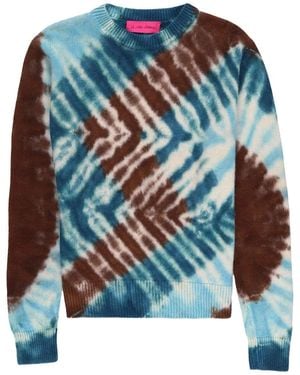 The Elder Statesman Zigzag Crew-Neck Jumper - Blue