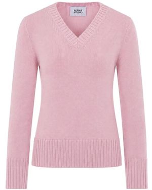 Alpha Studio V-Neck Jumper - Pink