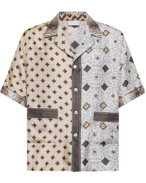 Pierre Louis Mascia Aloe Geometric-Pattern Camp-Collar Shirt - White