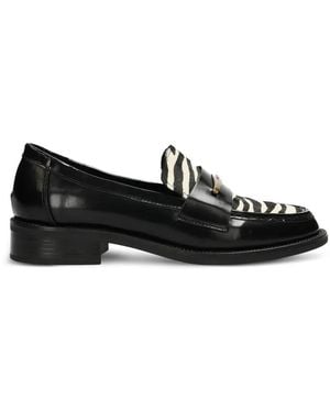 Mexx Zebra-Print Plaque-Detail Loafers - Black