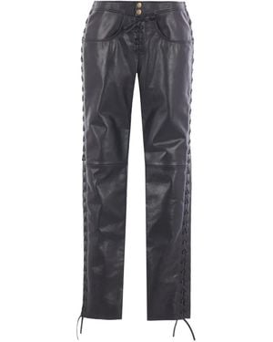 Isabel Marant Gerade Hose aus Leder - Grau