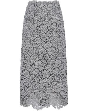 Ermanno Scervino Floral-Lace Midi Skirt - Gray