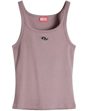 DIESEL Slim Tank Top With Laser-Cut Oval-D - Purple