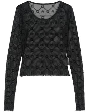 Marine Serre Flocked-Monogram Crop Top - Black