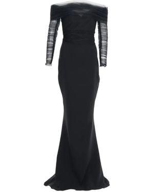 Ana Radu Off-Shoulder Tulle Gown - Black