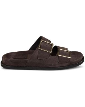 Moorer Duchamp-P5 Buckle Suede Sandals - Brown