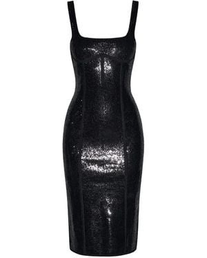 Fleur du Mal Sequin Knit Midi Dress - Black