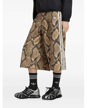 adidas Snake-Print Denim Bermuda Shorts - Brown