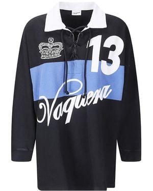 VAQUERA Long-Sleeves Polo Top - Blue