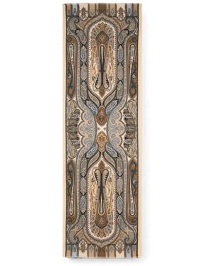Etro Cashmere, Silk And Wool Scarf With Paisley Motif - Natural