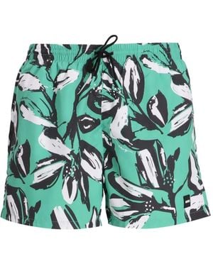 BOSS Badeshorts Mit Blumen-Print - Grün