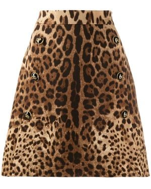 Dolce & Gabbana Leopard Print A-Line Skirt - Multicolour