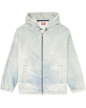 DIESEL Hooded Joggjeans Jacket With Trompe L'Oeil - White