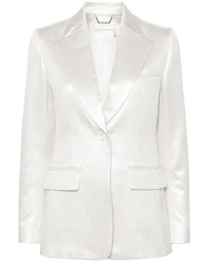 Chloé Tone Silk Lamé Blazer - White