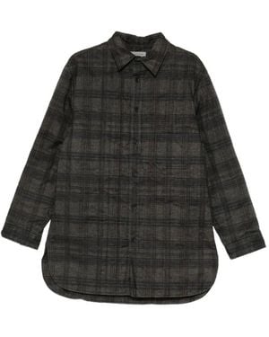 Yohji Yamamoto Madras Plaid Padded Shirt - Black