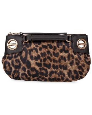 Borbonese Mini London Leopard-Print Clutch Bag - Grey