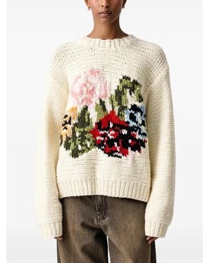 Stine Goya Jersey De Punto Grueso Con Motivo Floral En Intarsia - Neutro