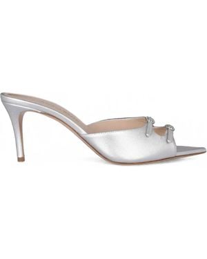Andrea Wazen Carol Buckle-Detail Pointed-Toe Sandals - White
