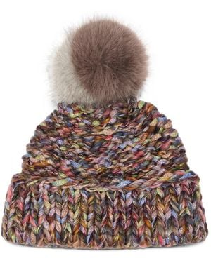 CA4LA Ovvia Pom-Pom Chunky-Knit Beanie Hat - Brown