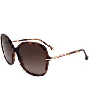 Carolina Herrera Tortoiseshell-Effect Round-Frame Sunglasses - Brown