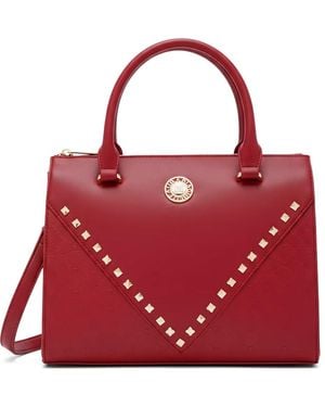 Laura Biagiotti Bradenton 1 Stud-Embellished Monogram-Embossed Tote Bag - Red