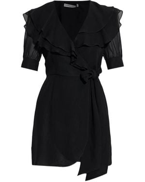 Alessandra Rich Frill-Detail Wrap Dress - Black