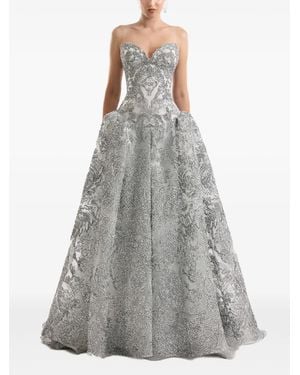 Gemy Maalouf Strapless Sweetheart Gown - Grey