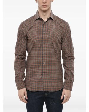 Corneliani Checked Slim-Fit Shirt - Brown