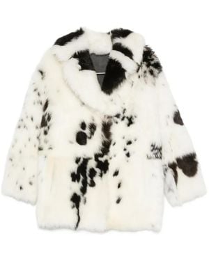 Liska Dalmatian-Print Lambskin Jacket - White