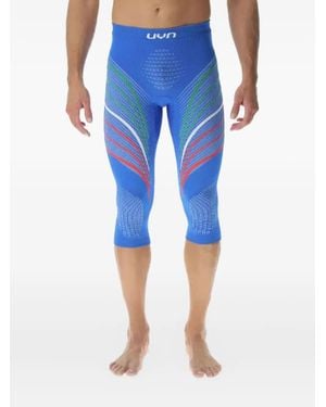 Uyn Natyon Three-Stripe Patterned Performance Leggings - Blue