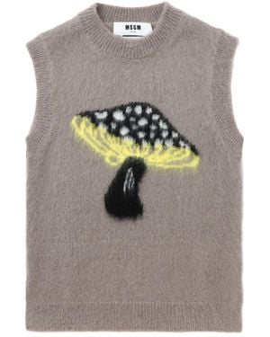 MSGM Mushroom-Print Vest - Grey