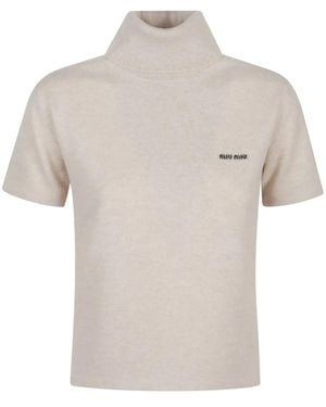 Miu Miu Rollkragenpullover Aus Kaschmir - Weiß